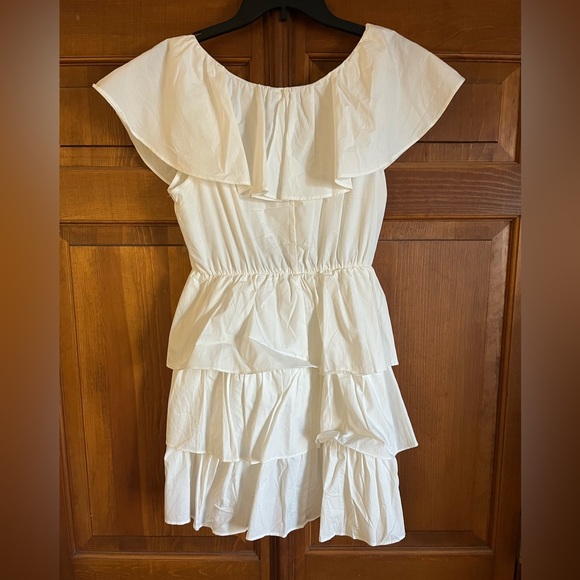Mini White Ruffle Tiered Flutter Short Sleeved Dress from A New Day - Picture 5 of 6